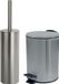Spirella Badkamer/toilet accessoires set - WC-borstel en pedaalemmer 3L - metaal - zilver