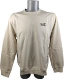 EA7 Emporio Armani Sweatshirt Beige Noir Coton Col Rond Manches Longues M