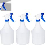 Merkloos Relaxdays plantenspuit - set van 3 stuks - verstelbare straal - 1 liter - met scala - kunststof - spuitfles - wit-blauw