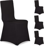 Merkloos Relaxdays stoelhoezen - set van 4 - universeel - stretch - kerst - zwart
