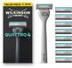 Wilkinson Sword Quattro Système de rasage pour hommes, lot économique, 4 lames avec revêtement diamant, système de rasage avec 9 lames de recharge