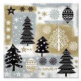 Homéa, Set van 20 papieren servetten, 3-laags, 33 x 33 cm, zwarte sparren