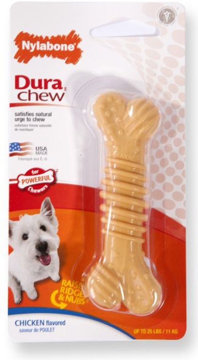 NYLABONE Durable Chew Plus Chicken Hondensnack - Tot 10 Kg - Small - 1 St