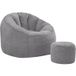 Modenuit Pouf Fleur Adulte Avec Repose-pieds, Rembourré Doux, Gris