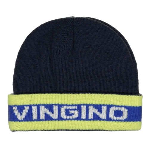 Vingino muts met logo donkerblauw/geel