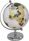 Atmosphera Wereldbol / globe - op voet - D15 cm - kunststof - zilver