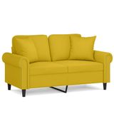 VidaXL Tweezitsbank met sierkussens 120 cm fluweel geel