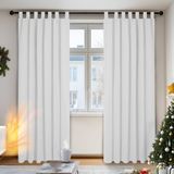 Deconovo Gordijnen Verduisterend met Lussen, Grijswit, 140x175 cm (B x H), set van 2