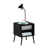 Furinno Midden-eeuwse stijl eindtafel met houten poten, Espresso