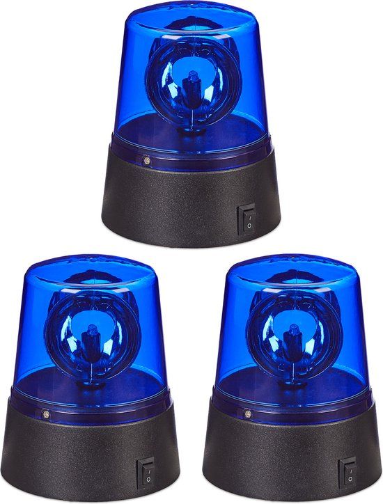 Merkloos Relaxdays Zwaailicht LED - Set van 3 - Blauw