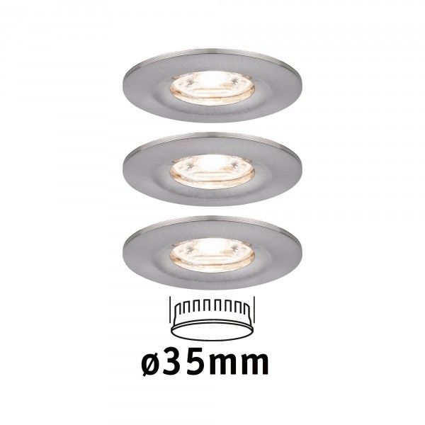 Paulmann Nova Mini Coin LED Inbouwlamp Set - 3x4W - 2700K - Staal Geborsteld