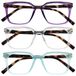 OPULIZE KOI Leesbrillen 3-Pack - Groot Rechthoekig Montuur - Paars-Aqua-Helder - Heren Dames - Veerscharnieren - RRR50-5CQ - +3.00