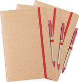 Merkloos Set van 5x stuks nature look schriften/notitieboekje met rood elastiek A5 formaat - blanco paginas - opschrijfboekjes - 60 paginas