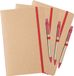 Merkloos Set van 5x stuks nature look schriften/notitieboekje met rood elastiek A5 formaat - blanco paginas - opschrijfboekjes - 60 paginas