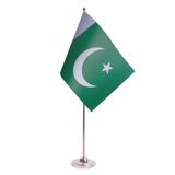 AZ FLAG Tafelvlag Pakistan 22x15 cm Pakistaans Satijn Metalen Voet