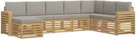 vidaXL Ensemble de canapé d'extérieur 8 pièces Blanc et Gris clair Polyester