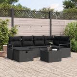 vidaXL Tuinbank Set met kussen met opslag poly rattan