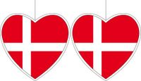 Fest-Dekor Gmbh Set van 2x stuks Denemarken vlag hangdecoratie hartjes vorm karton 28 cm
