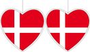Fest-Dekor Gmbh Set van 2x stuks Denemarken vlag hangdecoratie hartjes vorm karton 28 cm