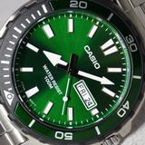 Casio Collection MTD-125D-3A Herenhorloge - Groene Wijzerplaat - Stalen Kast - Waterbestendig