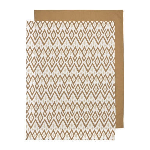 Meyco Meyco baby ledikantlaken Ikat/Uni 100x150 cm - set van 2 Sand/Toffee