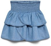 VERO MODA Girl VMIda Emma Rok Kort Bleu Clair Denim Coton