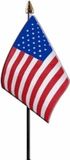 Merkloos / Sans marque Shoppartners Bv Amerika/USA - 4x - mini vlaggetje van 10 x 15 cm op stokje - Landen vlag - H27 cm - polyester