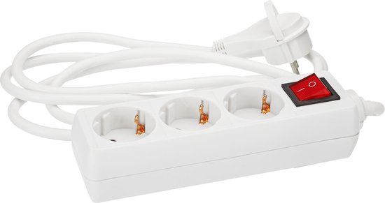 EGB Stekkerdoos - 3-voudig - 3 meter - wit - platte stekker