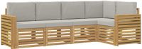 vidaXL - Buiten - bank - set - 5 - st - Wit - en - Lichtgrijs - Polyester