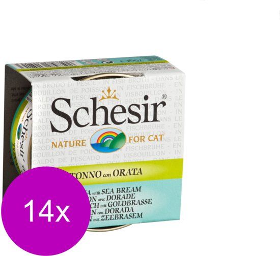 Schesir Kat Bouillon 70 g - Kattenvoer - 14 x Tonijn&Dorade Blik