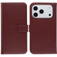 Selencia Echt Leren Bookcase voor de Apple iPhone 17 Pro Max - Burgundy