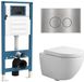 QeramiQ Dely Swirl Toiletset - reservoir encastré QeramiQ - abattant 25mm - plaque de commande métallique inox - boutons ronds - blanc brillant
