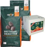 Fire-up starterspakket - houtskool briketten 15 kilo - barbecue aanmaak houtwolkrullen 150x