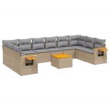 vidaXL Ensemble de jardin 11 pièces avec coussins en polyrotin beige