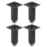 cyclingcolors 4 x meubelpoten 25 x 25 mm hoogte 100 mm van metaal met verstelbaar 7 mm universeel voor bank, kast, keuken en badkamer, mat zwart