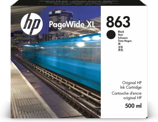 HP 863 500 ml inktcartridge voor PageWide XL, zwart