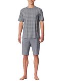 SCHIESSER - Pyjama kort - Heren - Geruit - Jacquard - Viscose/Elastaan - Admiraal