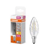 OSRAM LED Superstar Classic lamp met gloeidraad in klassieke gedraaide minikaarsvorm, helder loodvrij glas, 2,8 W, 250 lm, warm wit licht (2700 K), E 14 fitting, 35 mm DM, 6-pack
