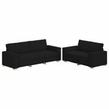 vidaXL 2-delige loungeset met kussens, stof, zwart