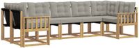 vidaXL - Hoek loungeset - 7 zitplekken - Wit en lichtgrijs - Acacia hout