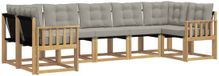 vidaXL - Ensemble de salon d'angle - 7 places assises - Blanc et gris clair - Acacia bois