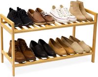 Merkloos Relaxdays Schoenenrek Stapelbaar - Bamboe - 40x69x27 cm