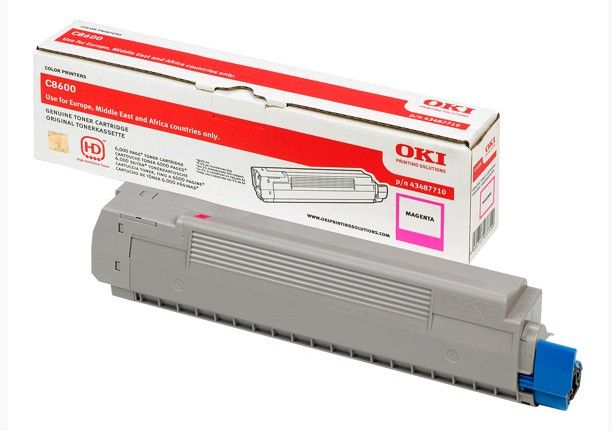 OKI 43487710 Toner Cartridge - Magenta - 6000 Pages - Compatible with C8600cdtn, 8600dn, 8600n, 8800cdtn, 8800dn, 8800n