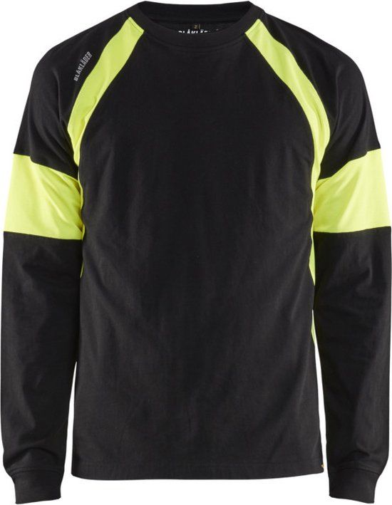 Blåkläder Blaklader T-shirt lange mouw 3520-1030 - Zwart/High Vis Geel - S
