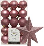 Decoris Kerstballen 30x kunststof 6 cm - oudroze