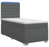 vidaXL Boxspringbed met matras, donkergrijs, 90 x 190 cm, gestoffeerd