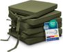 Beautissu Set van 6 Stoelkussens met Linten Loft SK – Zitkussen 45x40x5 cm - Zitkussens voor Stoelen Non-Slip met Afneembare Kussenhoes - Kussen Olive Green