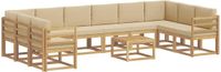 vidaXL - Bank loungeset - 10 zitplekken - Wit en Beige - Acacia Hout