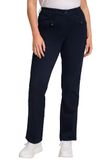 Ulla Popken Dames grote maten plus size basic stretchbroek Mony, kleurecht, licht smal toelopend 802969, Donkerblauw, 36W x 32L
