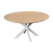 QUVIO Eettafel Sofia - Rond - ø130 cm - Witte kruispoot - FSC® gecertificeerd mangohout - Naturel